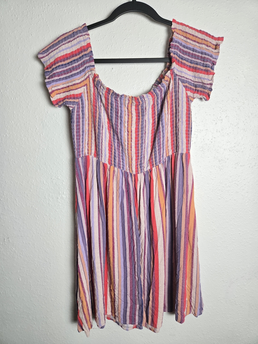 Rewind Pink, Purple & Orange Striped Short Sleeve Girls' Dress